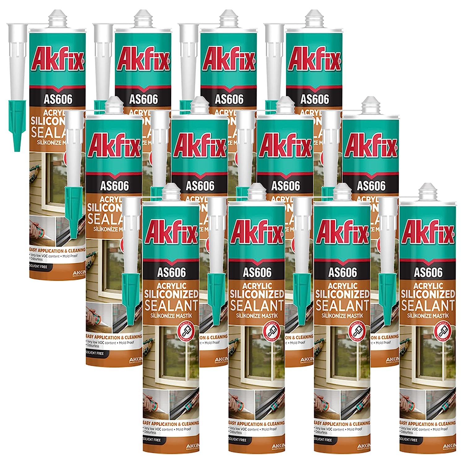 Akfix AS606 Siliconized Acrylic Sealant White, 10.1 fl oz