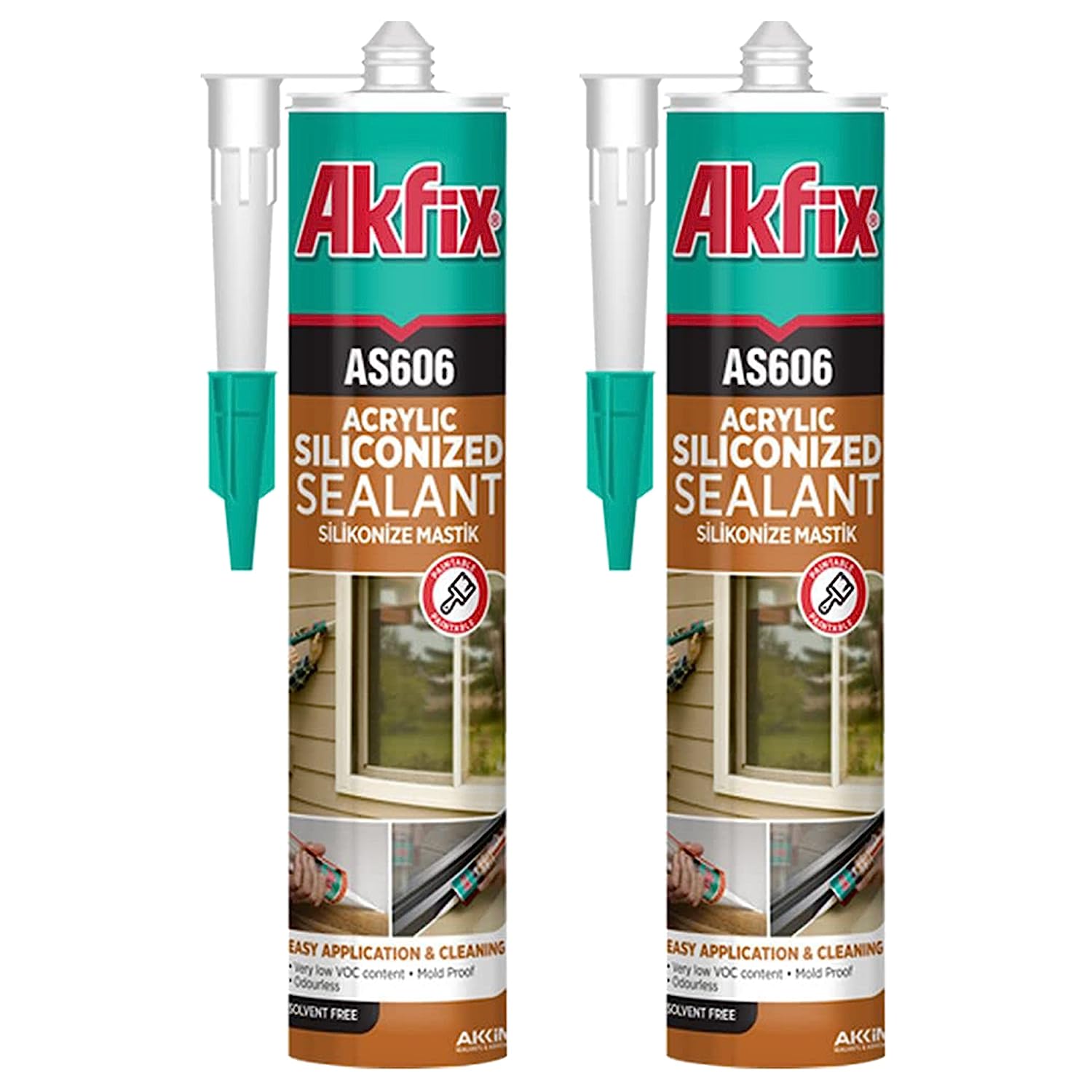 Akfix AS606 Siliconized Acrylic Sealant White, 10.1 fl oz