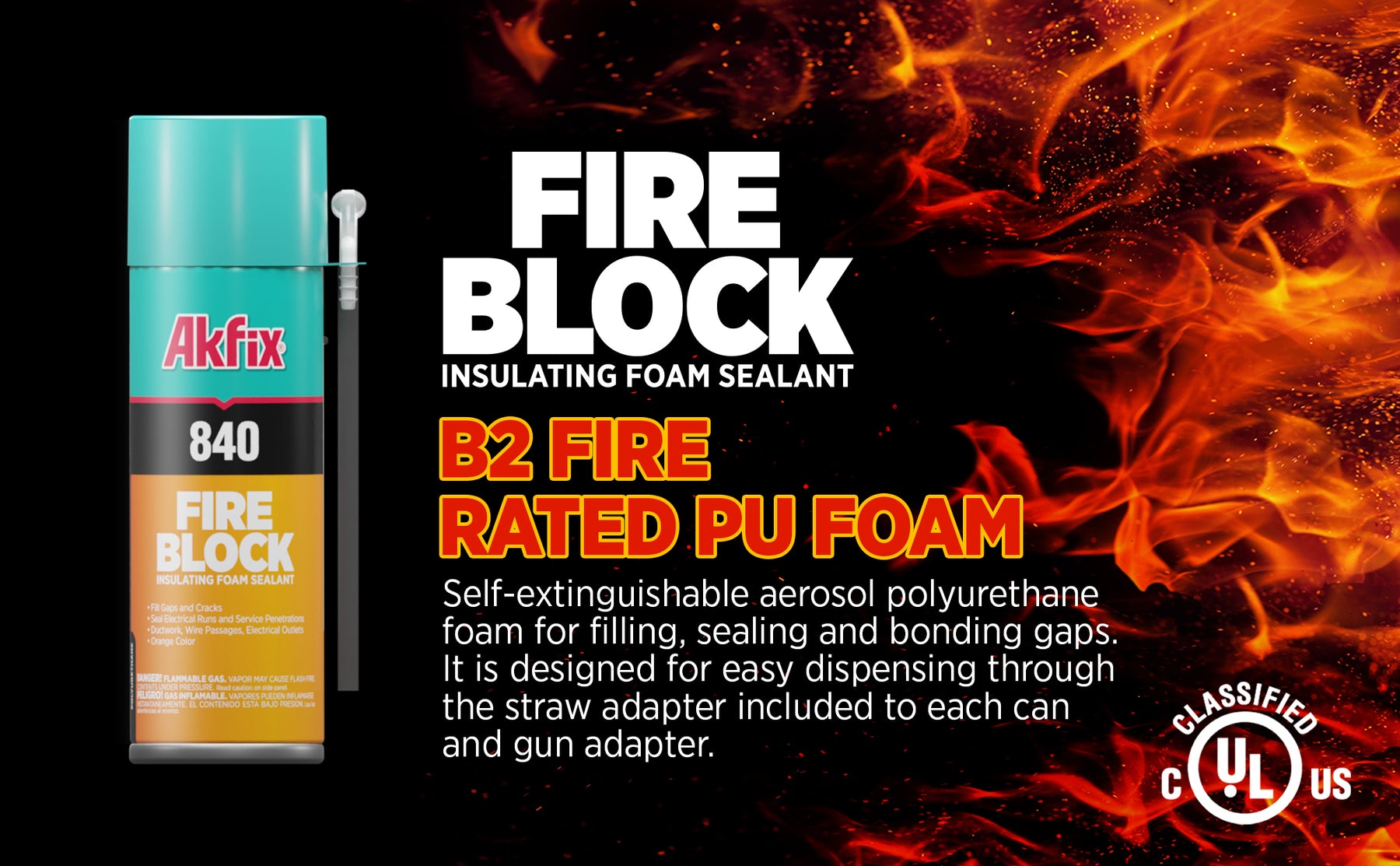 Akfix 840 Fire Block Spray Foam 12 oz