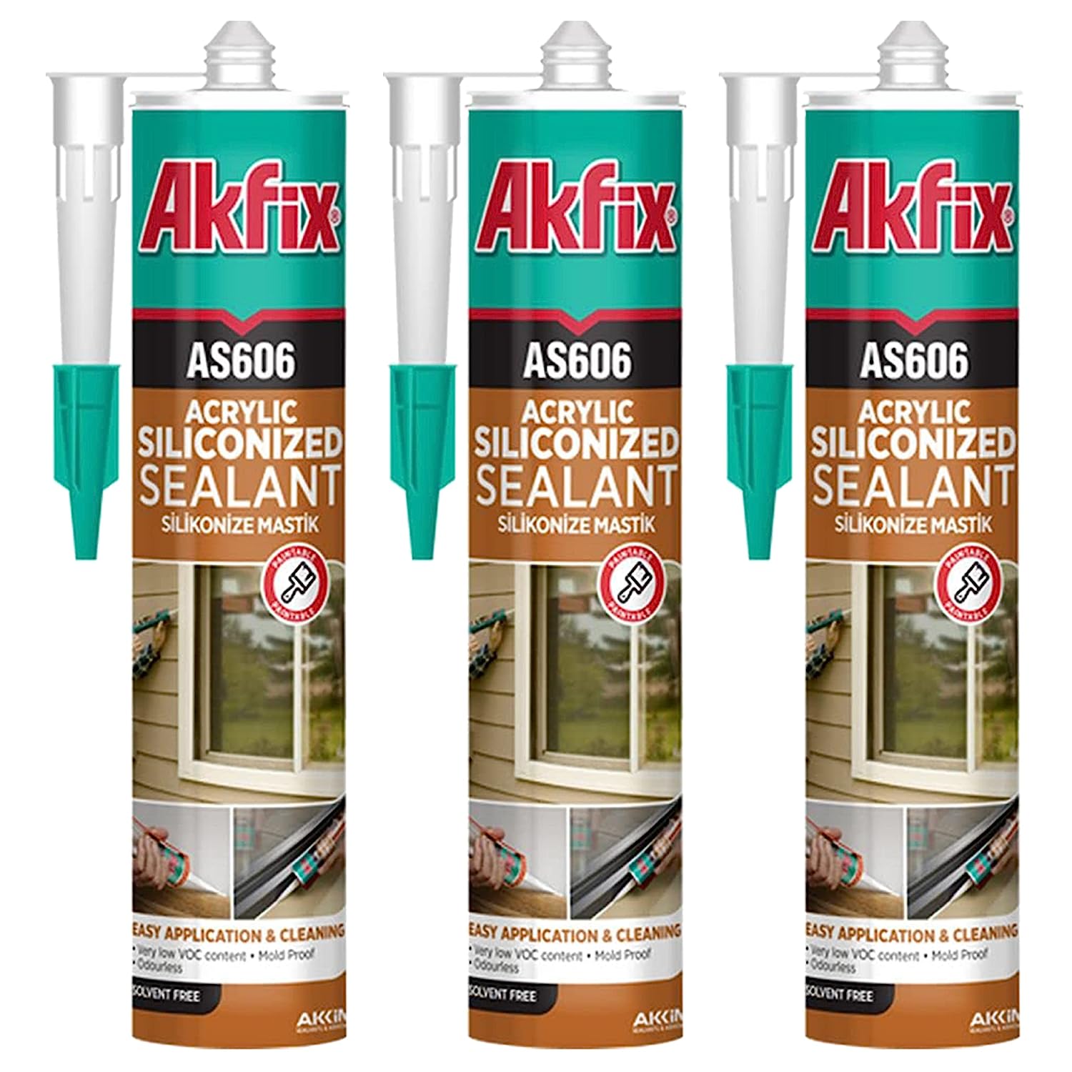 Akfix AS606 Siliconized Acrylic Sealant White, 10.1 fl oz