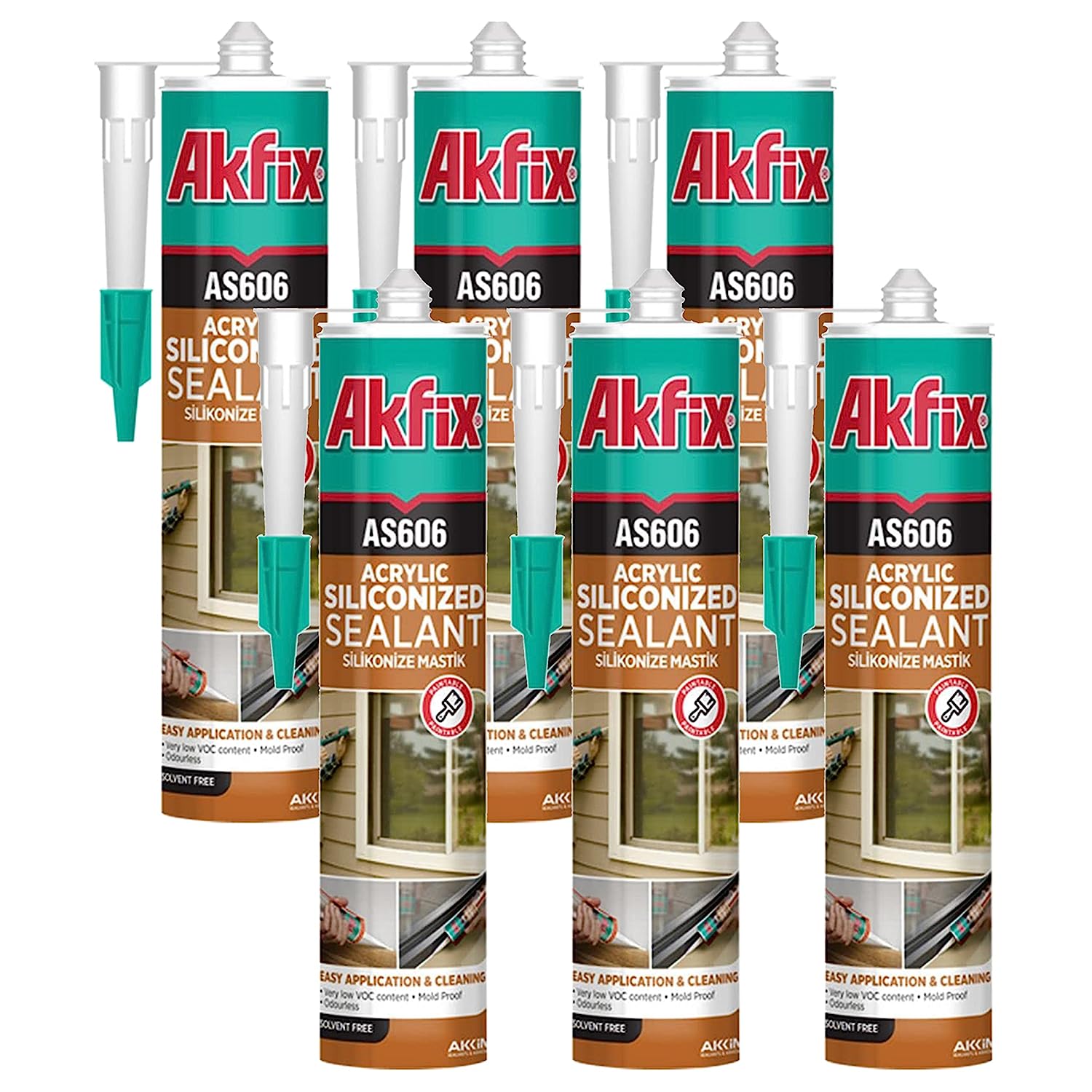 Akfix AS606 Siliconized Acrylic Sealant White, 10.1 fl oz
