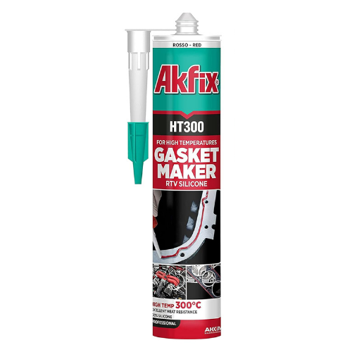 Akfix HT300 High Temp Silicone Gasket Maker RTV Silicone - 10.1 fl oz - RED