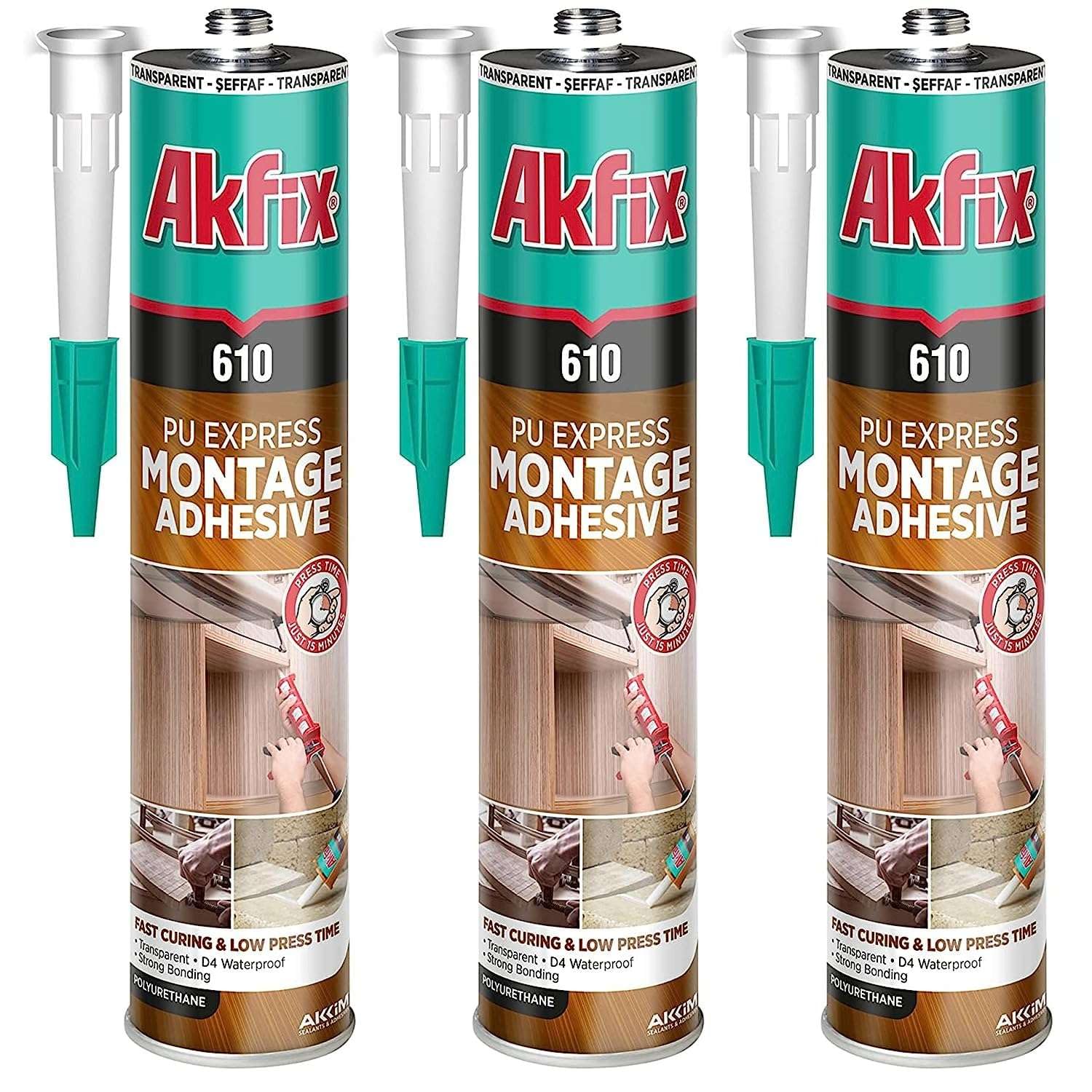 Akfix 610 Pu No Nail Pro Adhesivo Clear-10.5 Oz/310Ml