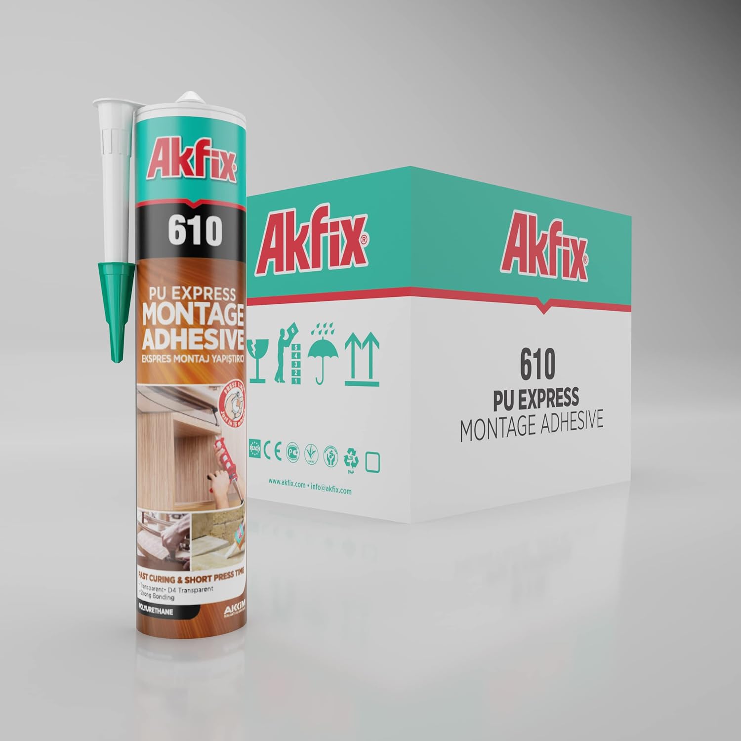 Akfix 610 Pu No Nail Pro Adhesivo Clear-10.5 Oz/310Ml