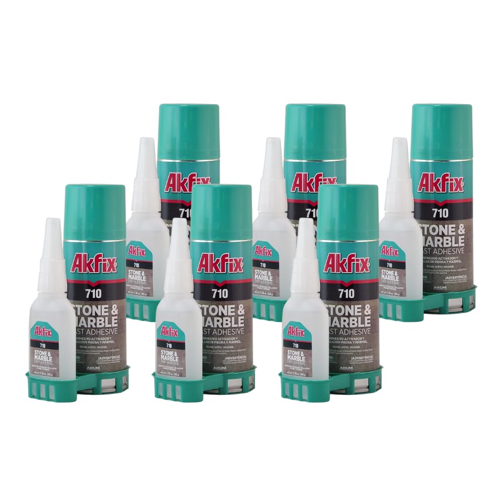 Akfix 710 Kit de piedra y mármol (pegamento CA 1.70 oz.) con activador de adhesivo en aerosol (6.70 fl oz.)