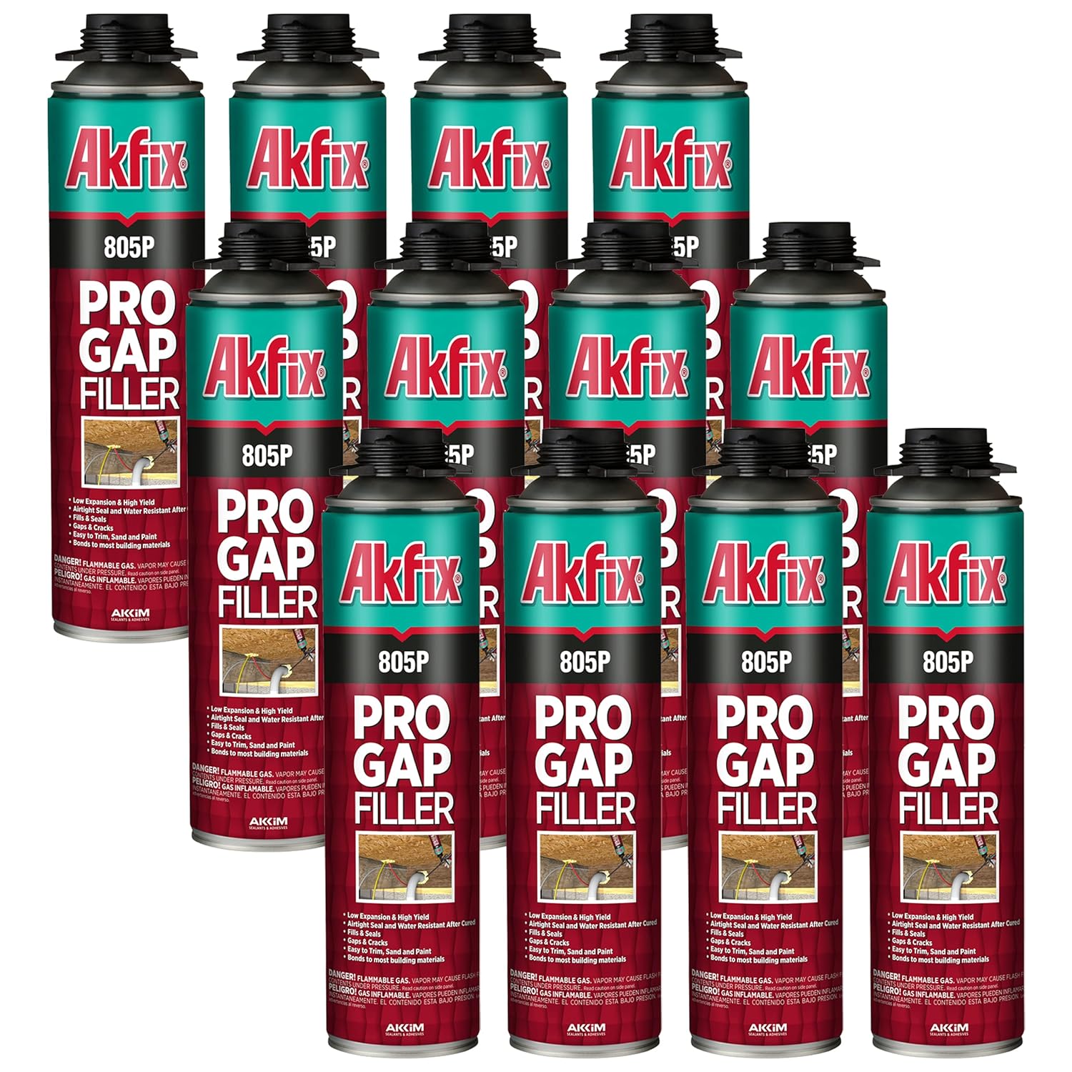 Akfix 805P Pro Gap Filler Gun Foam, Polyurethane Foam, 29 oz