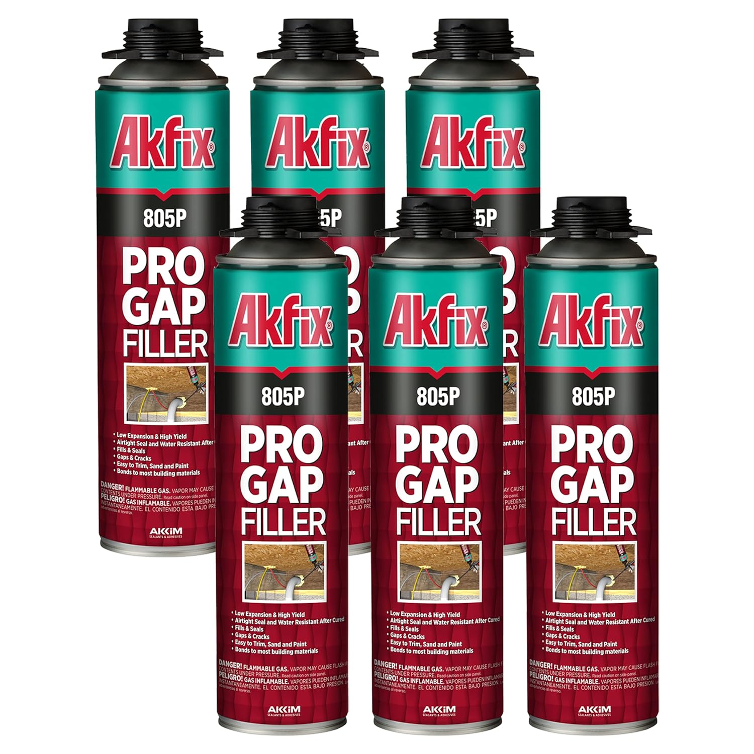 Akfix 805P Pro Gap Filler Gun Foam, Polyurethane Foam, 29 oz