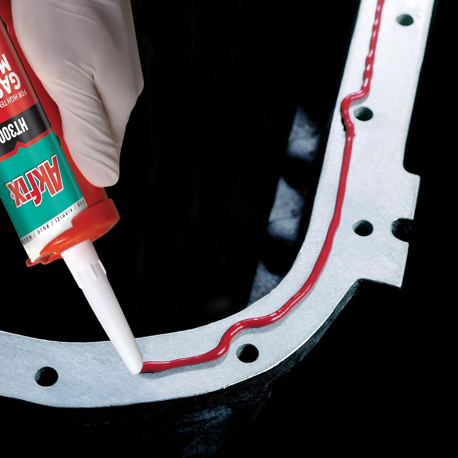 Akfix HT300 High Temp Silicone Gasket Maker RTV Silicone - 10.1 fl oz - RED