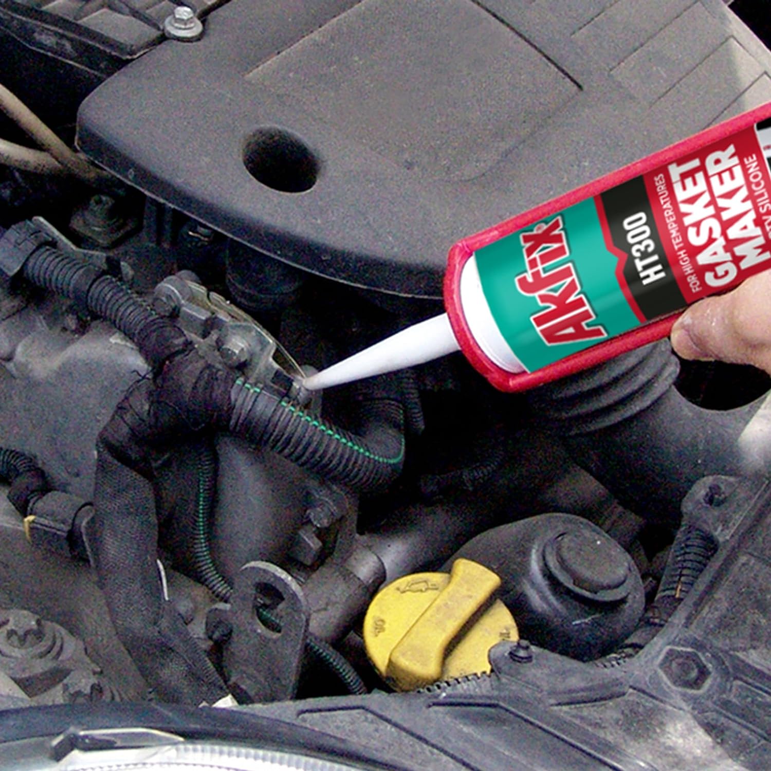 Akfix HT300 High Temp Silicone Gasket Maker RTV Silicone - 10.1 fl oz - RED