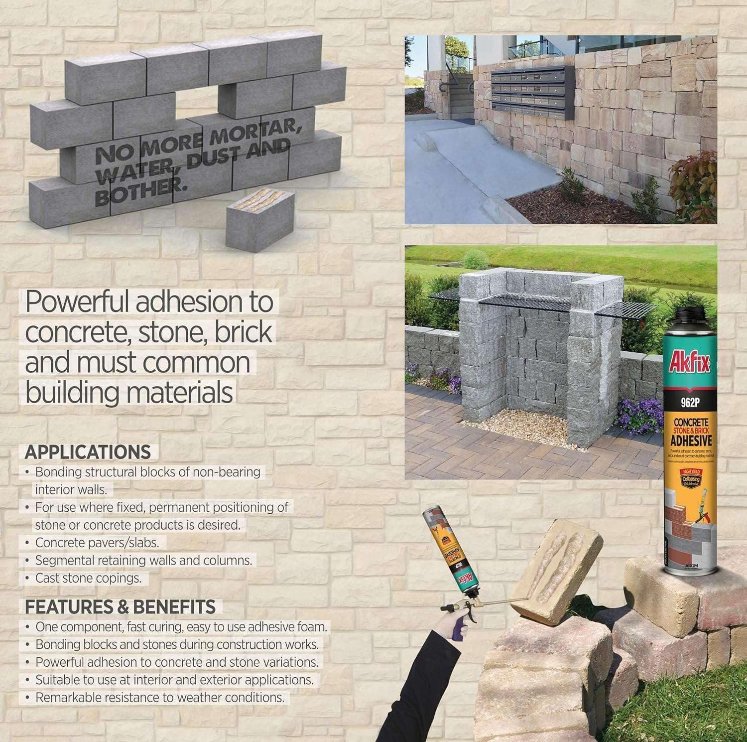Akfix 962P Concrete Stone & Brick Pu Adhesive 24 oz