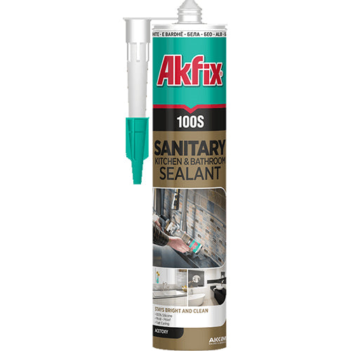 Akfix 100S Kitchen and Bath Silicone - White 10.1 fl oz