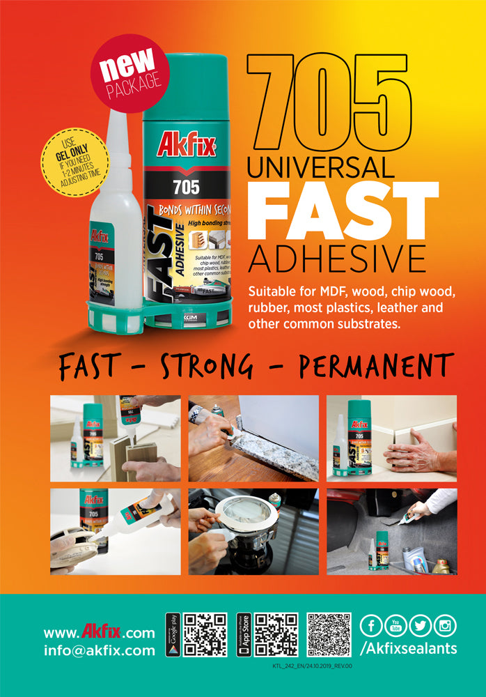 Adhesivo superrápido Akfix 705 (pegamento CA (3,50 oz.) con activador de adhesivo en aerosol (13,50 fl oz.)