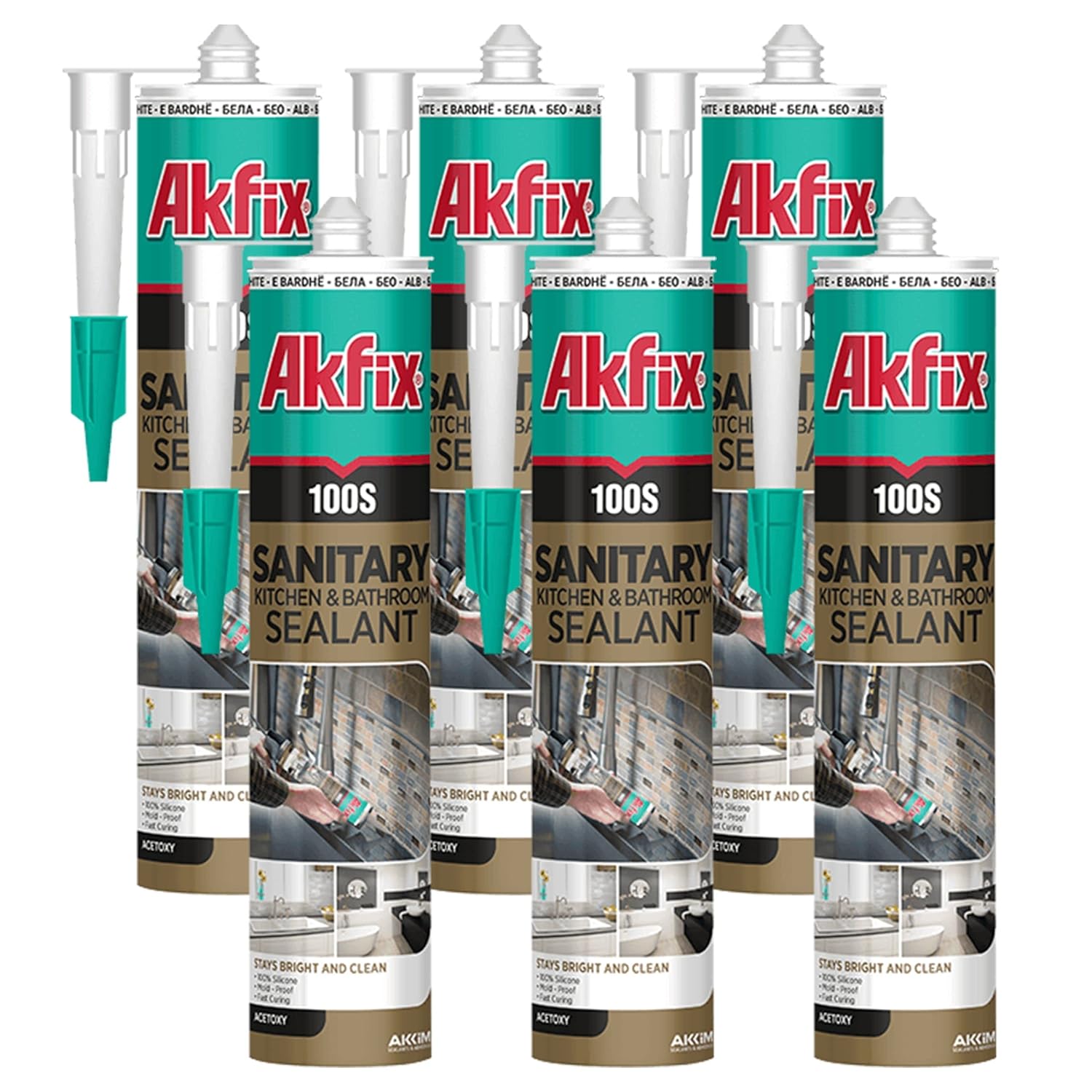 Akfix 100S Cocina y Baño Silicona 9.5 Oz/280Ml
