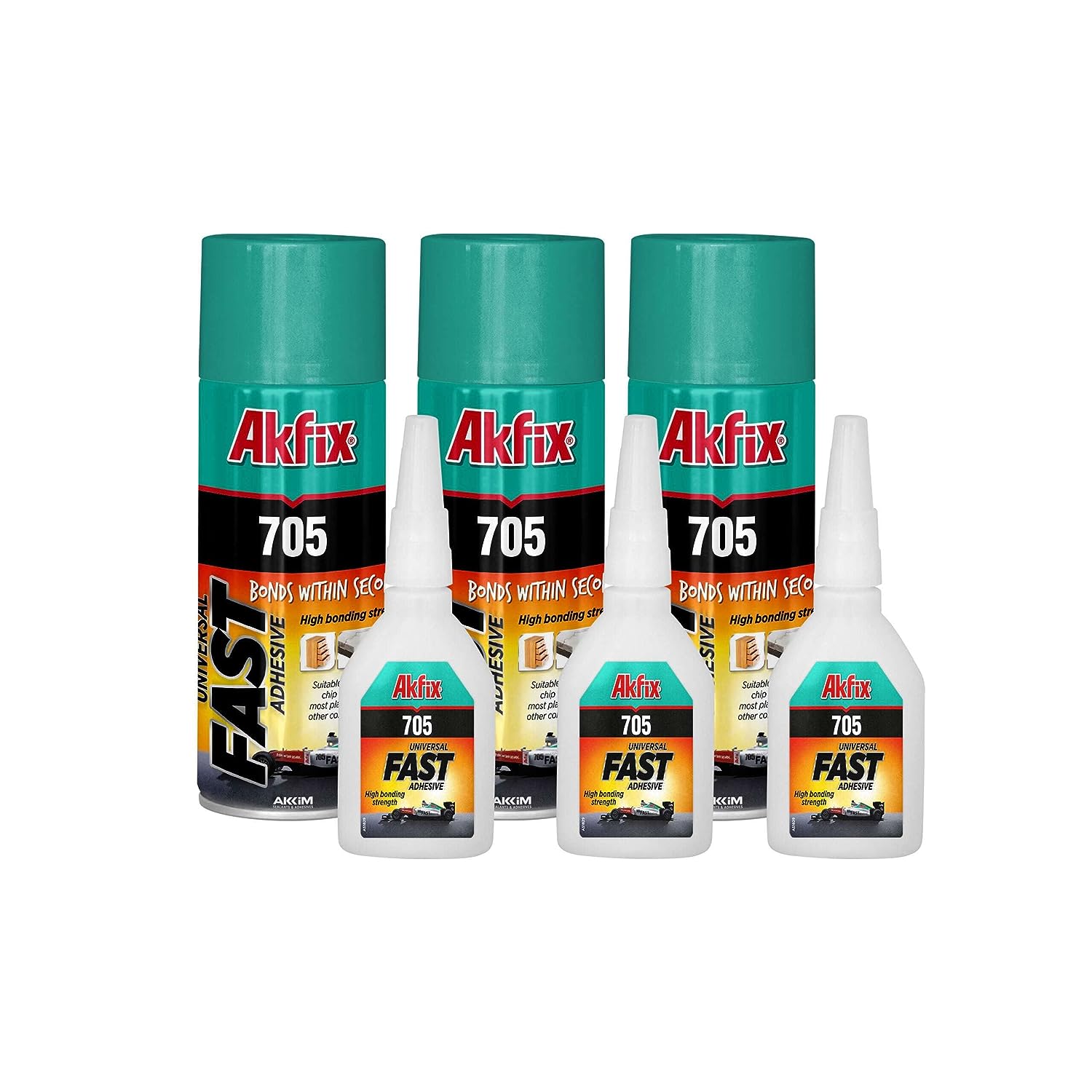 Adhesivo superrápido Akfix 705 (pegamento CA (1,70 oz.) con activador de adhesivo en aerosol (6,70 fl oz.))