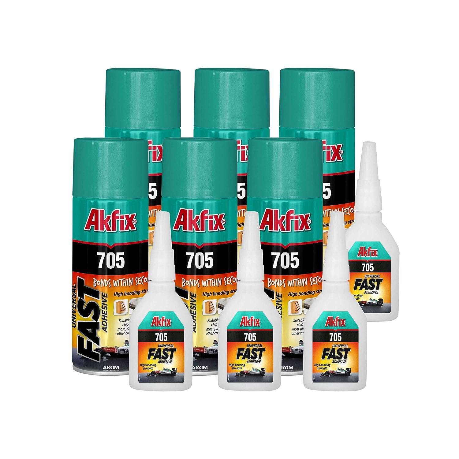 Adhesivo superrápido Akfix 705 (pegamento CA (1,70 oz.) con activador de adhesivo en aerosol (6,70 fl oz.))