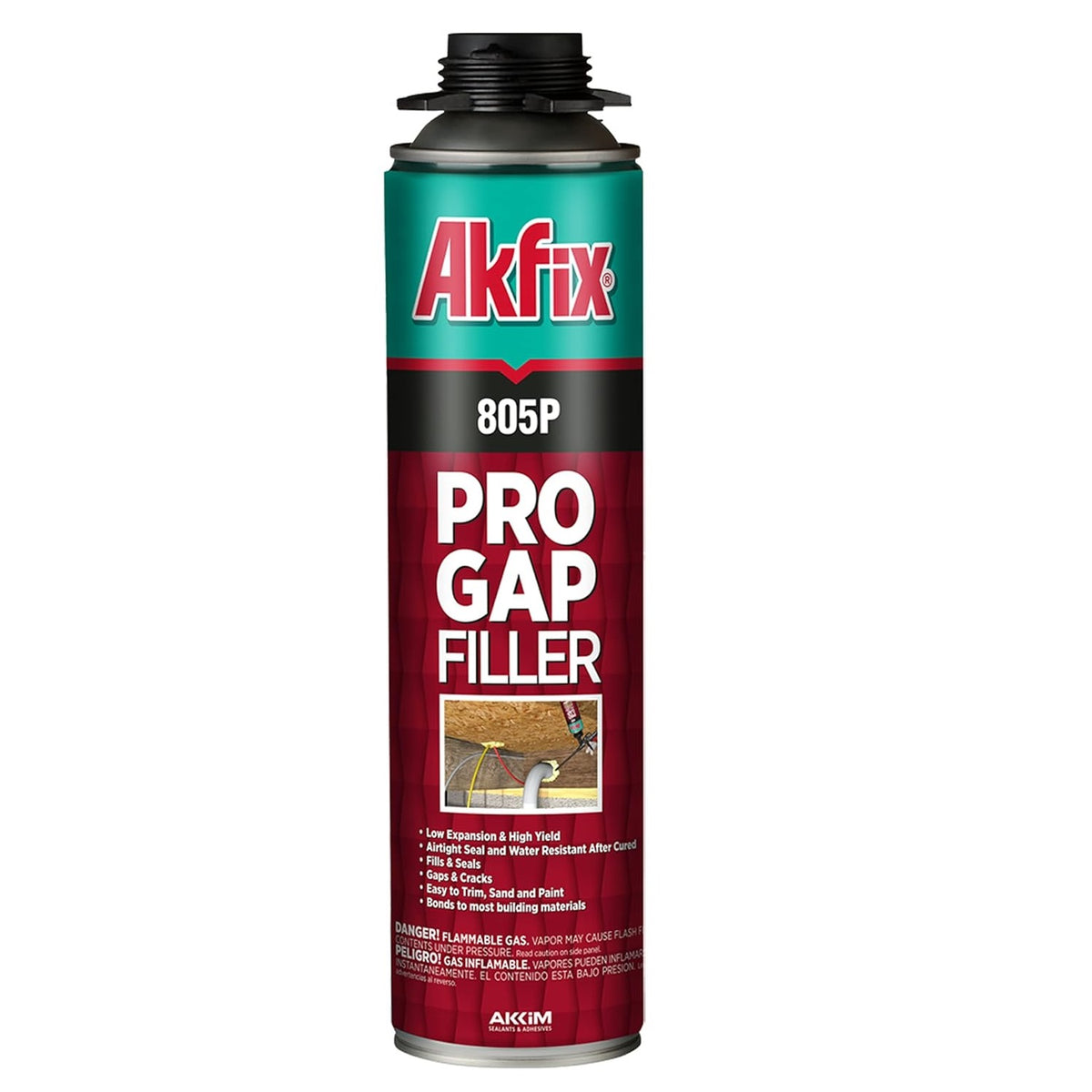 Akfix 805P Pro Gap Filler Gun Foam, Polyurethane Foam, 24oz.