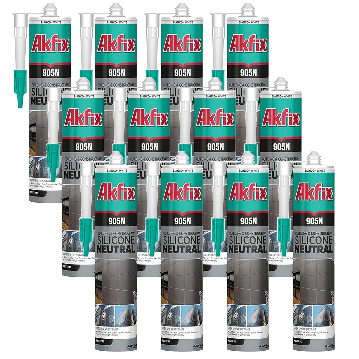 Akfix 905N Neutral 100% Pro Silicone Sealant (Building & Construction) 10.5 Oz/310Ml