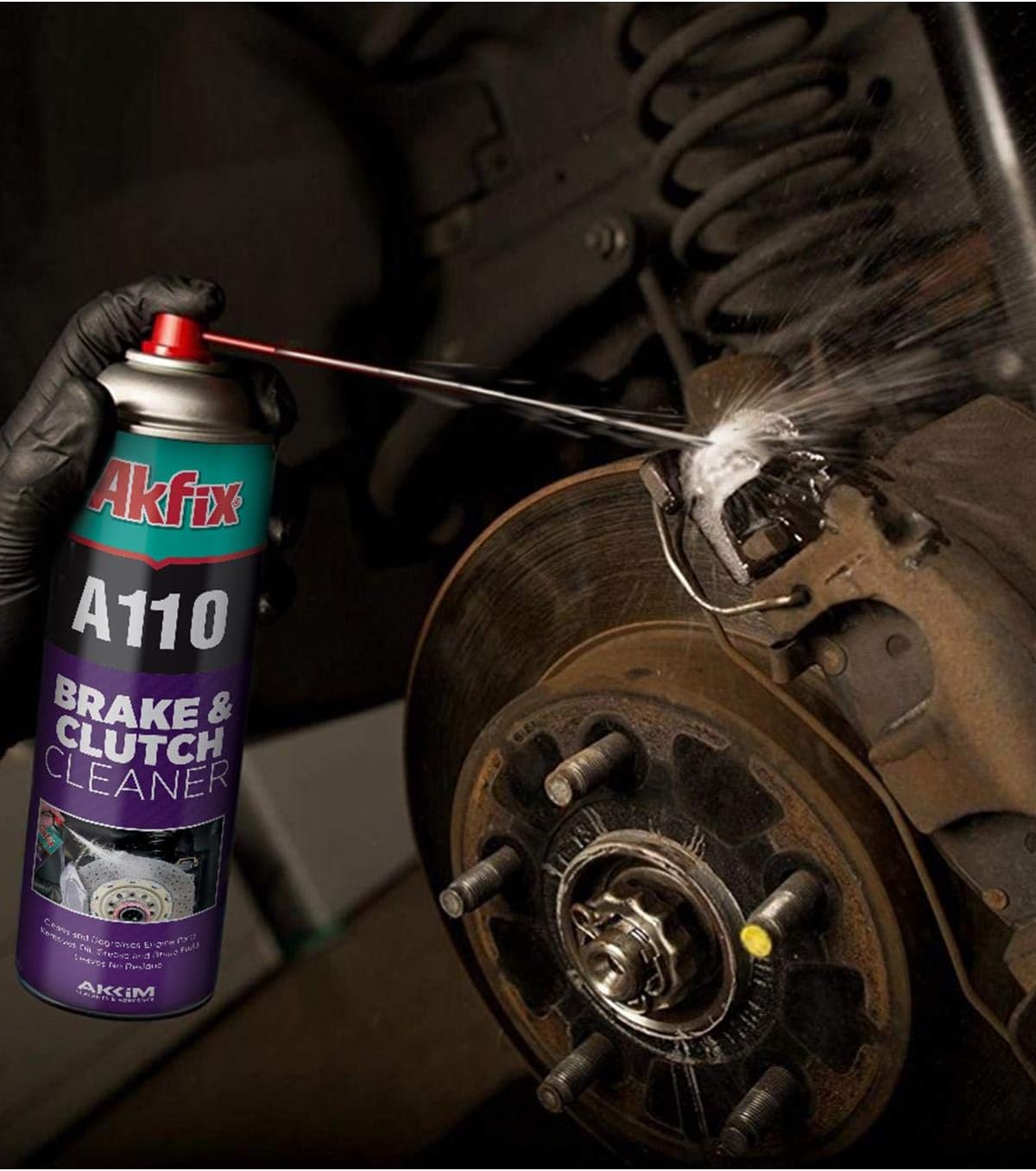 Akfix A110 Brake Parts Cleaner - Strong Dust and Rust Remover, Brake Cleaner Spray Can, Super Clean Metal Degreaser, Hand Cleaner for Auto Mechanics