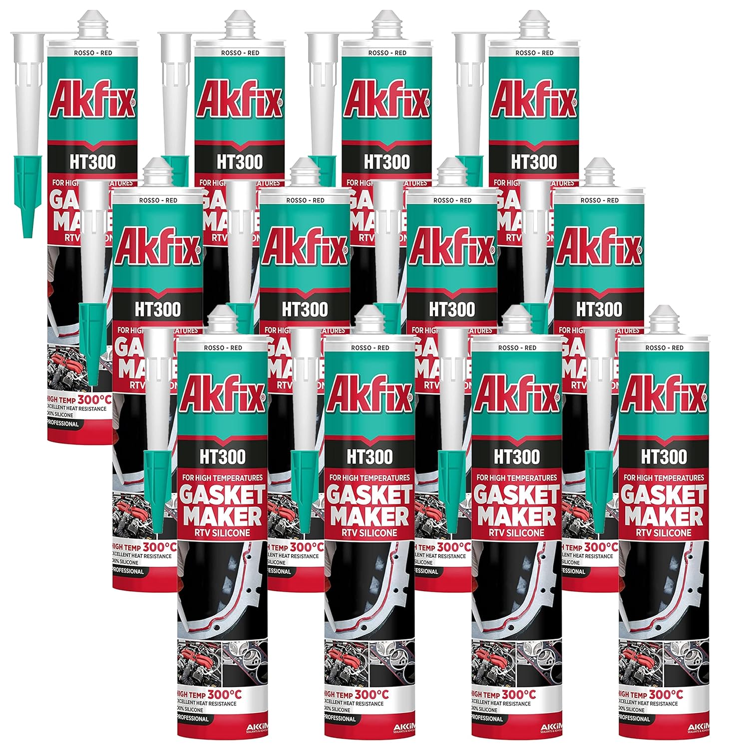 Akfix HT300 Silicone Red 10.5 Oz/310Ml - White