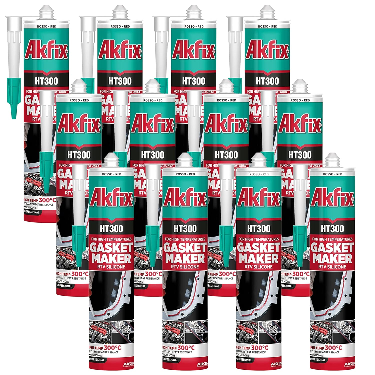 Akfix HT300 Silicona Rojo 10.5 Oz/310Ml - Blanco