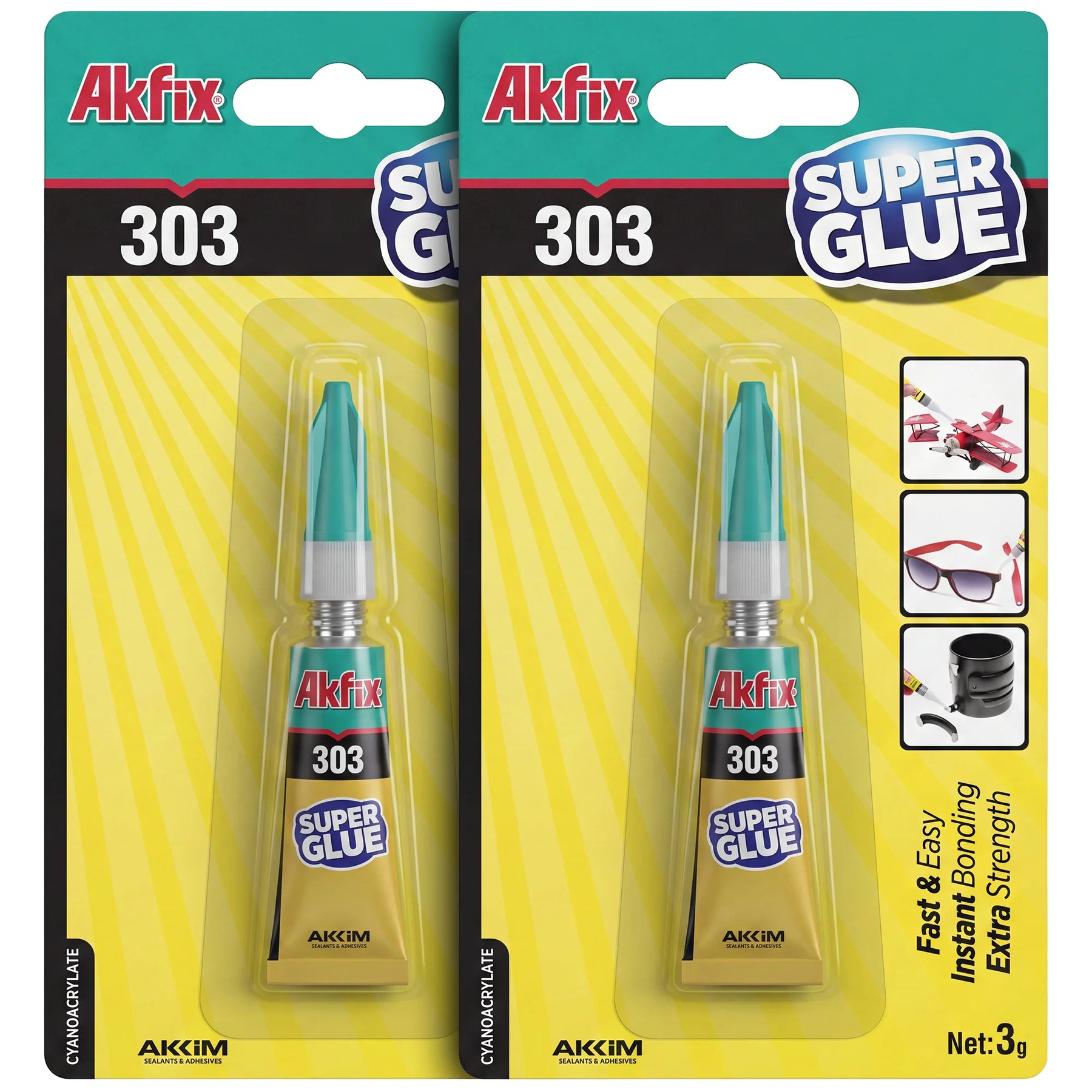 Akfix 303 Super Glue, High-Strength Instant Adhesive, 3g