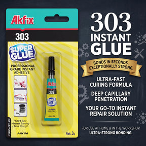 Akfix 303 Super Glue, High-Strength Instant Adhesive, 3g