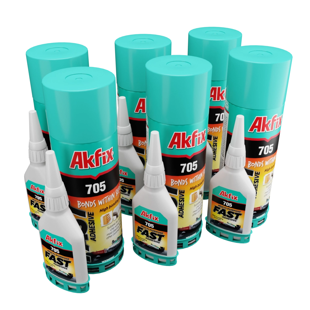 Akfix 705 Superfast Adhesive (CA Glue (0.80 fl oz) with Spray Adhesive Activator (3.30 fl oz))