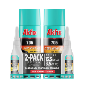 Adhesivo superrápido Akfix 705 (pegamento CA (1,70 oz.) con activador de adhesivo en aerosol (6,70 fl oz.))