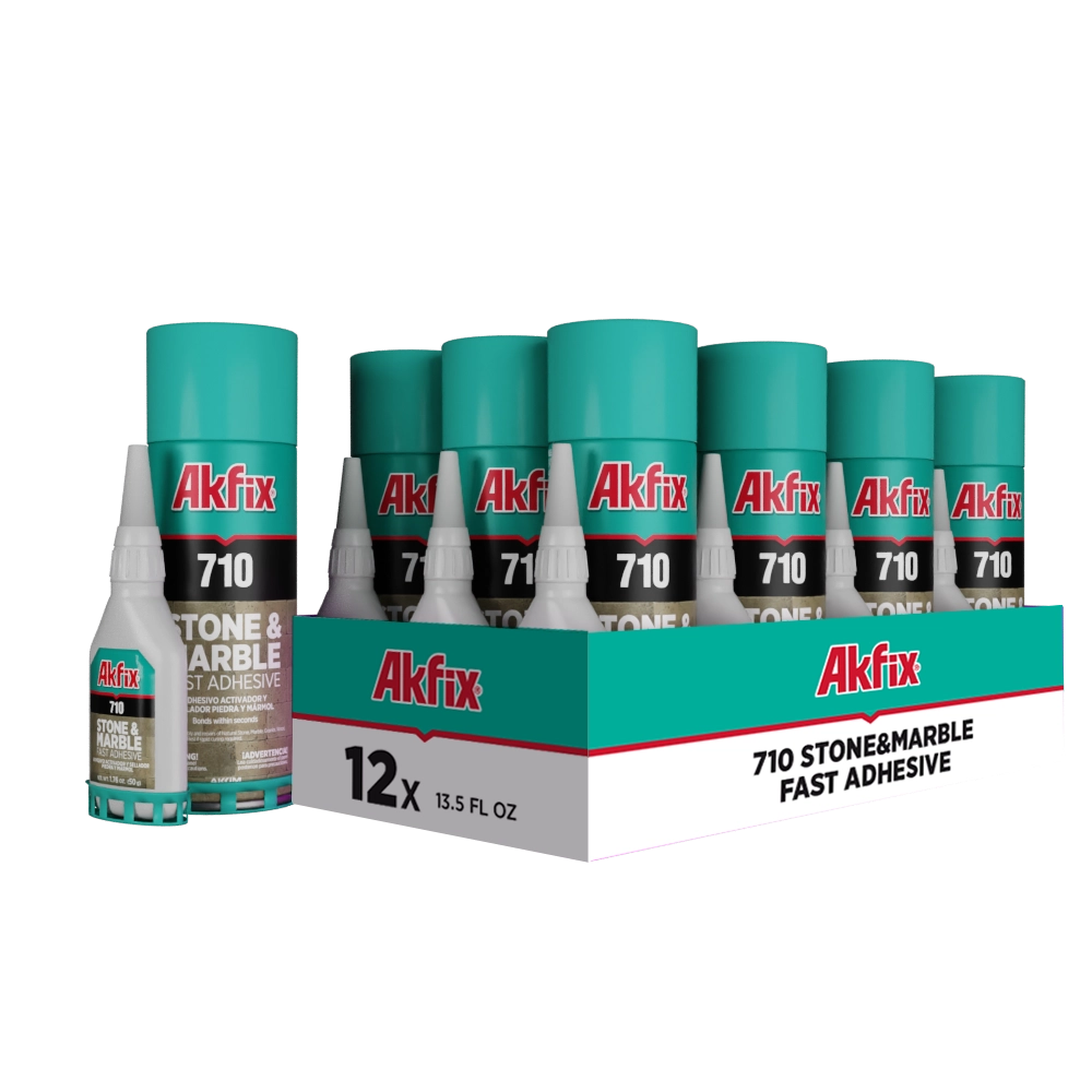 Akfix 710 Kit de piedra y mármol (pegamento CA 1.70 oz.) con activador de adhesivo en aerosol (6.70 fl oz.)