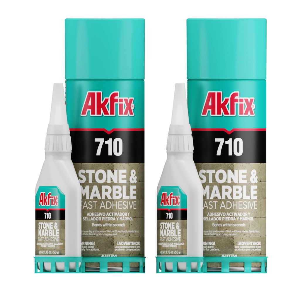 Akfix 710 Kit de piedra y mármol (pegamento CA 1.70 oz.) con activador de adhesivo en aerosol (6.70 fl oz.)