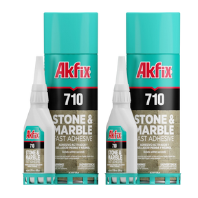 Akfix 710 Kit de piedra y mármol (pegamento CA 1.70 oz.) con activador de adhesivo en aerosol (6.70 fl oz.)