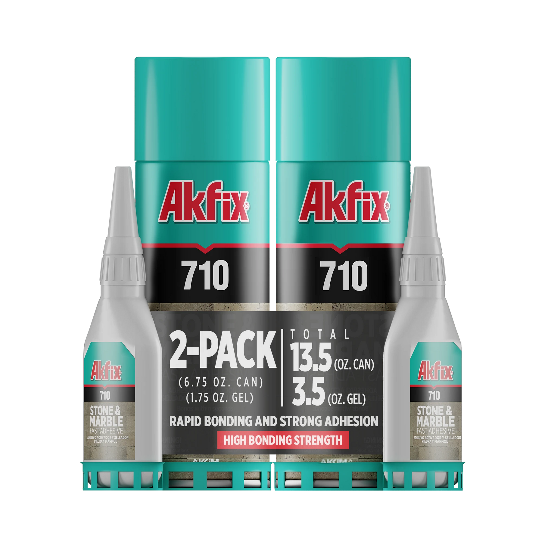 Akfix 710 Kit de piedra y mármol (pegamento CA 1.70 oz.) con activador de adhesivo en aerosol (6.70 fl oz.)