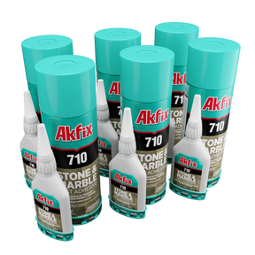 Akfix 710 Kit de piedra y mármol (pegamento CA 1.70 oz.) con activador de adhesivo en aerosol (6.70 fl oz.)