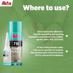 Akfix 710 Stone & Marble Kit (CA Glue 1.70 fl oz.) with Spray Adhesive Activator (6.70 fl oz.)