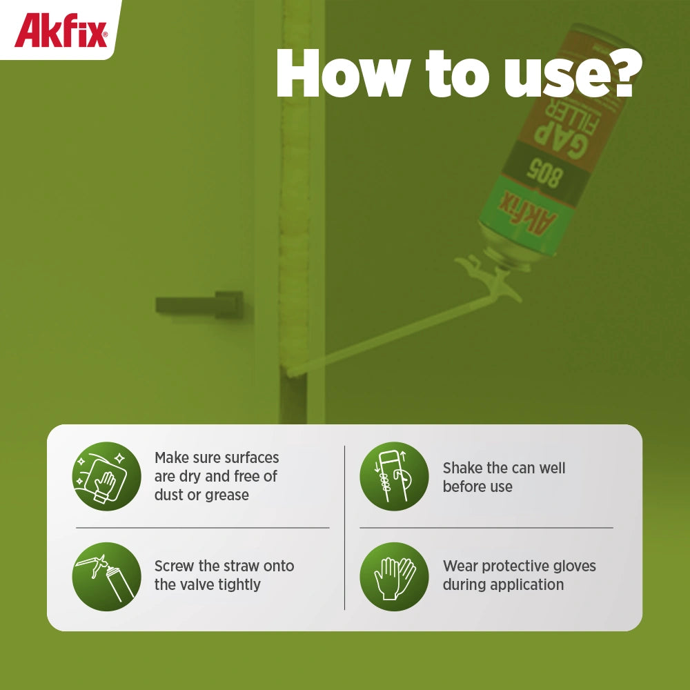 Akfix 805 Gap Filler Foam - Polyurethane Straw Foam, 12oz /25 oz