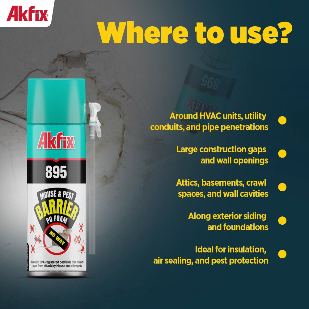 Akfix 895 Mouse & Pest Barrier Pu Foam 12 oz
