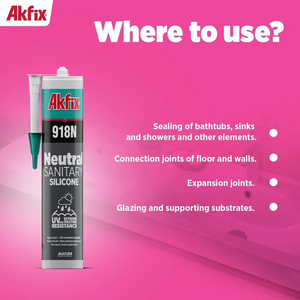 Akfix 918N Kitchen and Bath Silicone 10.5 fl oz