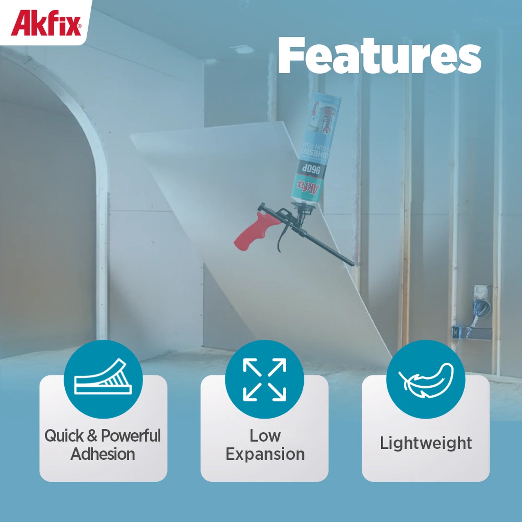 Akfix 960P Adhesive PU Gun Foam | High-Yield Construction Adhesive