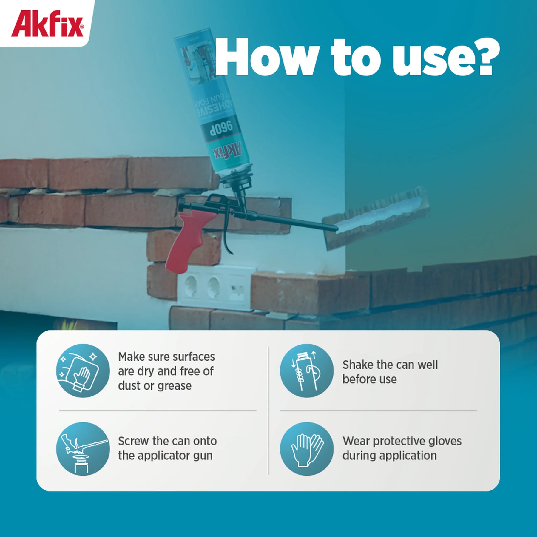 Akfix 960P Adhesive PU Gun Foam | High-Yield Construction Adhesive