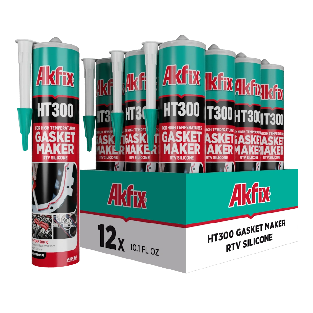 Akfix HT300 High Temp Silicone Gasket Maker RTV Silicone - 10.1 fl oz - RED