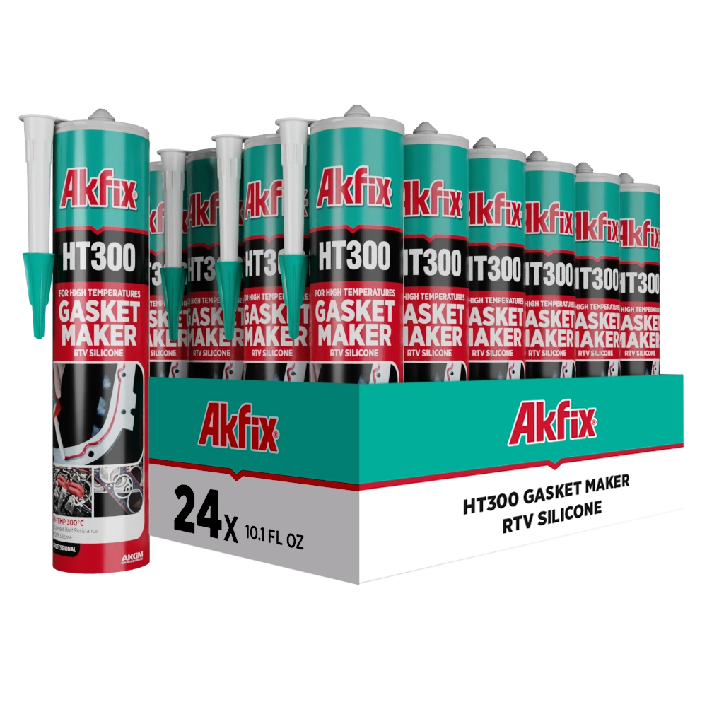 Akfix HT300 High Temp Silicone Gasket Maker RTV Silicone - 10.1 fl oz - RED