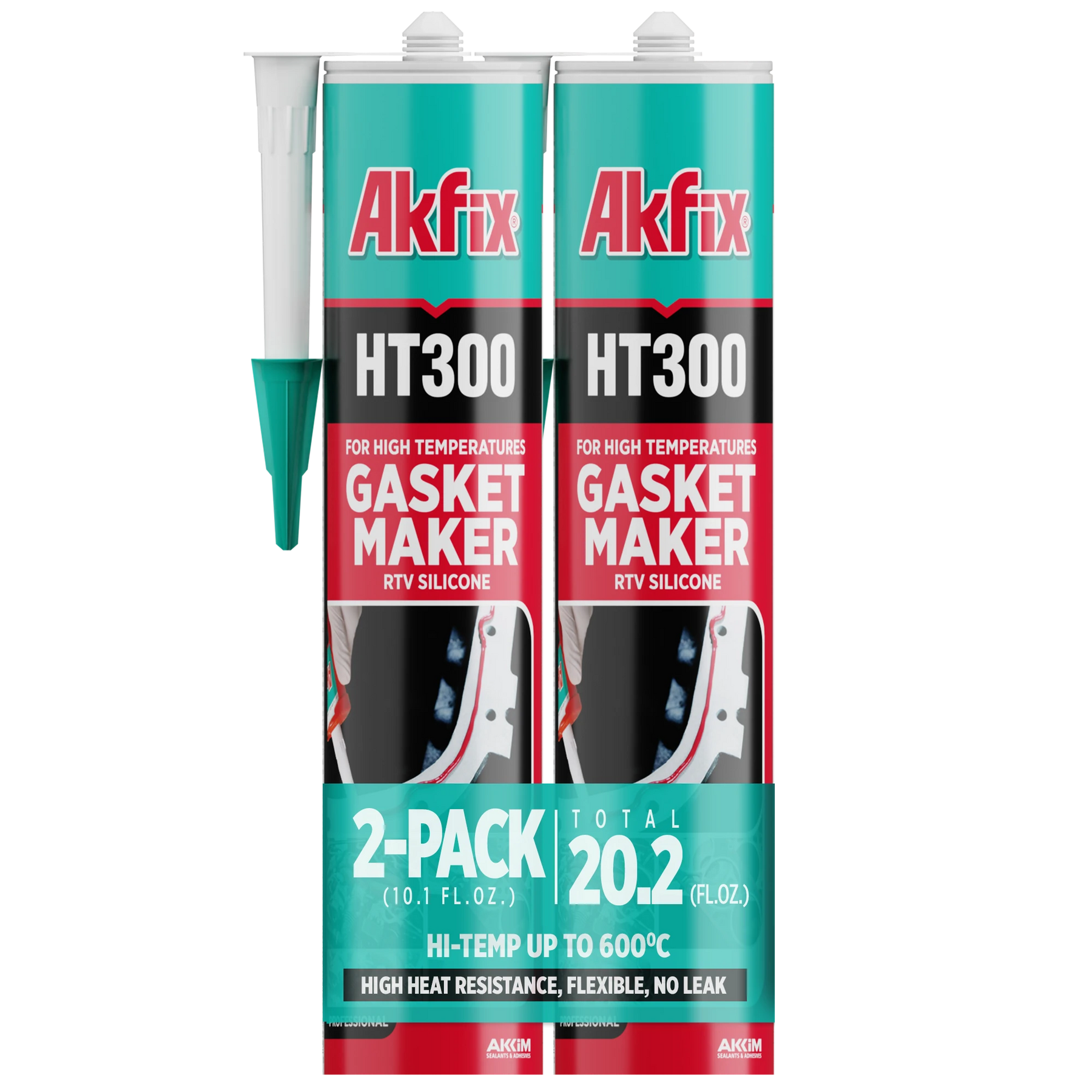 Akfix HT300 High Temp Silicone Gasket Maker RTV Silicone - 10.1 fl oz - RED