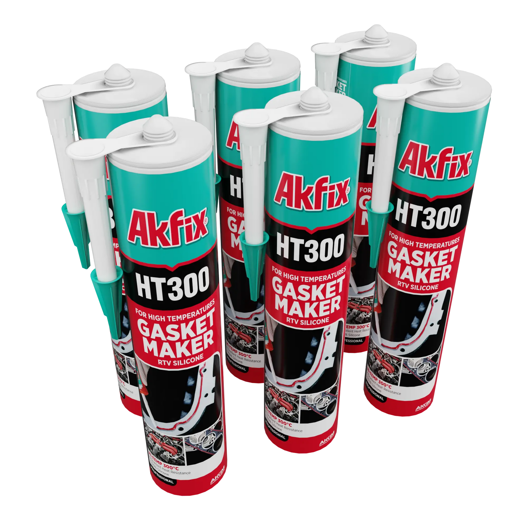 Akfix HT300 High Temp Silicone Gasket Maker RTV Silicone - 10.1 fl oz - RED