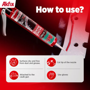 Akfix HT300 High Temp Silicone Gasket Maker RTV Silicone - 10.1 fl oz - RED