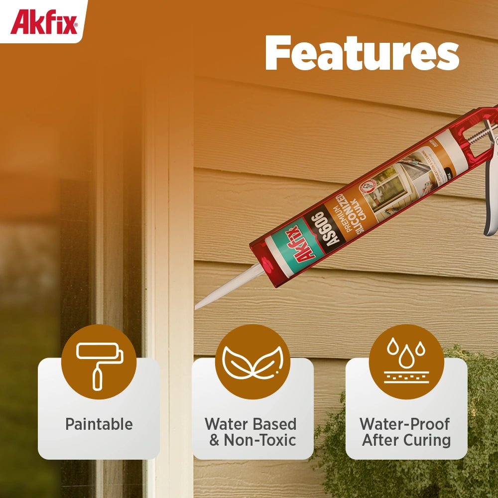 Akfix AS606 Sellador acrílico siliconado White-10.5 Oz/310Ml