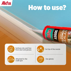 Akfix AS606 Sellador acrílico siliconado White-10.5 Oz/310Ml