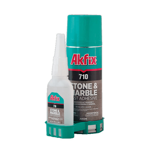 Akfix 710 Kit de piedra y mármol (pegamento CA 1.70 oz.) con activador de adhesivo en aerosol (6.70 fl oz.)