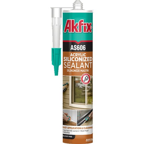 Akfix AS606 Sellador acrílico siliconado White-10.5 Oz/310Ml