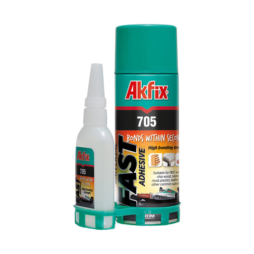 Adhesivo superrápido Akfix 705 (pegamento CA (1,70 oz.) con activador de adhesivo en aerosol (6,70 fl oz.))